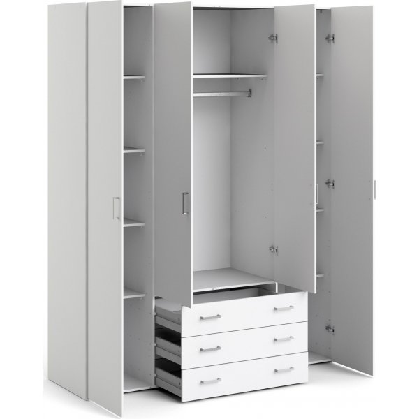 Armoire Space avec 4 portes et 3 tiroirs - Blanc Armoire Space avec 4 portes et 3 tiroirs - Blanc