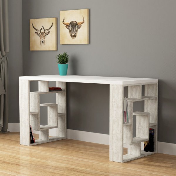 Maze skrivbord 140x60 cm - Antik Vit