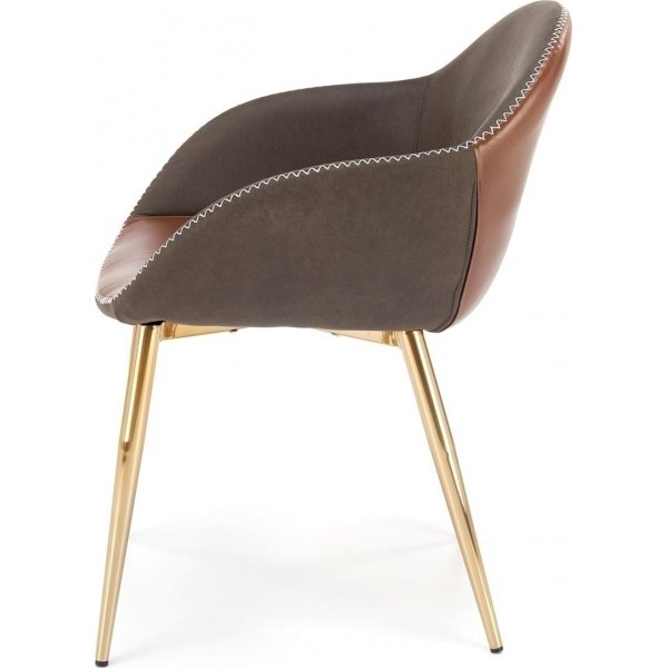 Chaise de salle  manger Ryan - Brun/gris/Laiton