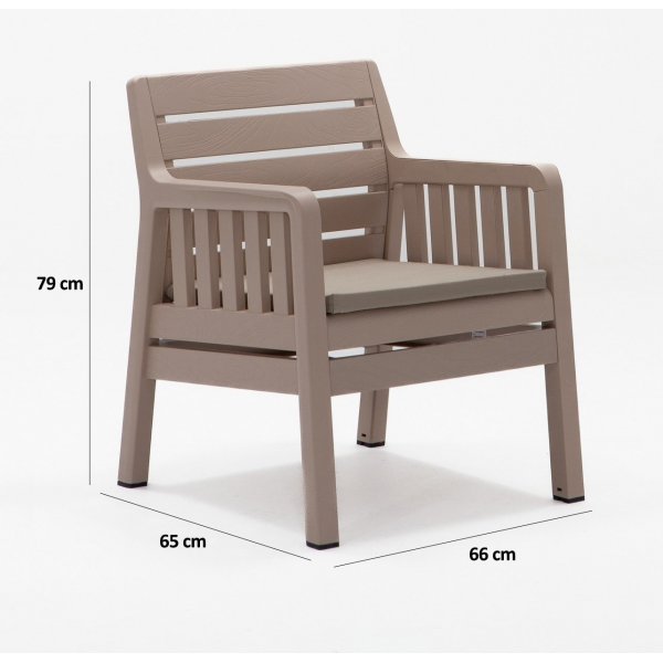 Groupe salon Lara avec canapé 3 places, 2 fauteuils et table - Cappuccino Groupe salon Lara avec canapé 3 places, 2 fauteuils et table - Cappuccino