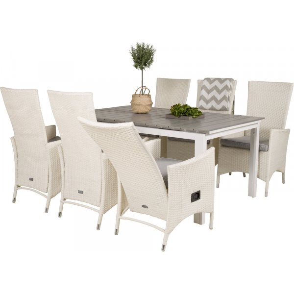 Levels utematgrupp med 6 st Padova stolar - Gr/Vit