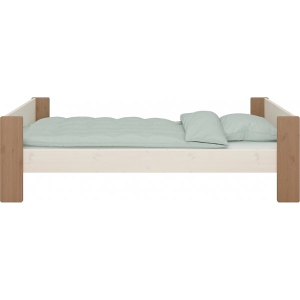 Voor kinderen eenpersoonsbed 90 x 200 cm - Whitewash/grijs/bruin