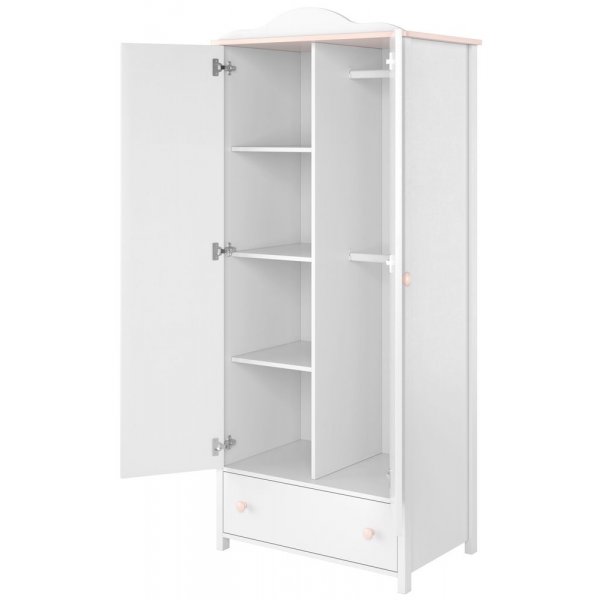 Stephany klädskåp för barn - Vit/rosa (med invändiga hyllplan) Stephany klädskåp för barn - Vit/rosa (med invändiga hyllplan)