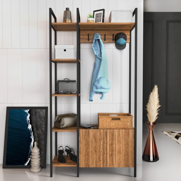 Meuble d\\\'entrée Doga - Noyer/noir Meuble d\\\'entrée Doga - Noyer/noir