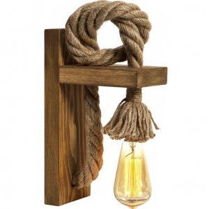 Vägglampa med rep och trä Vägglampa med rep och trä