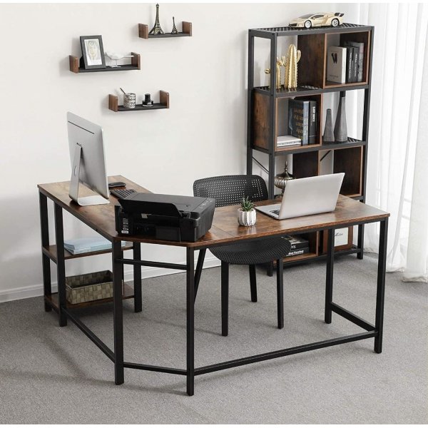 Bureau d'angle Rami 138/138 x 49 cm - Marron/noir
