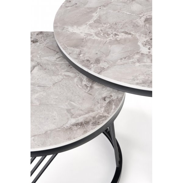 Table basse Flamingo 60 cm - Marbre gris/noir