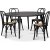 Groupe de repas Omni, table  manger ronde 130 cm avec 4 chaises noires Tony - Chne teint noir
