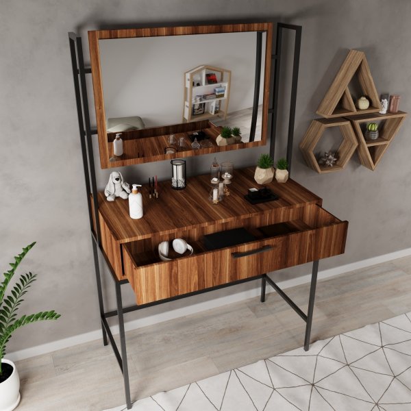 Contempo sminkbord 120 x 40 cm - Valnöt Contempo sminkbord 120 x 40 cm - Valnöt