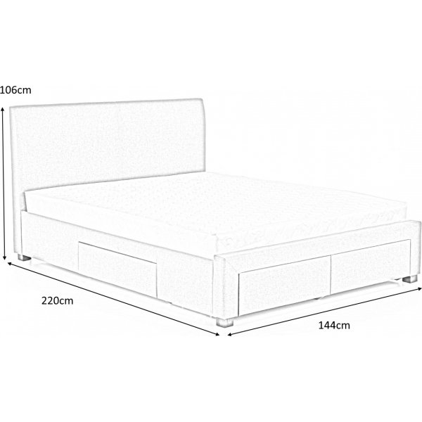 Arijana 140x200 cm grijs bedframe met opbergruimte
