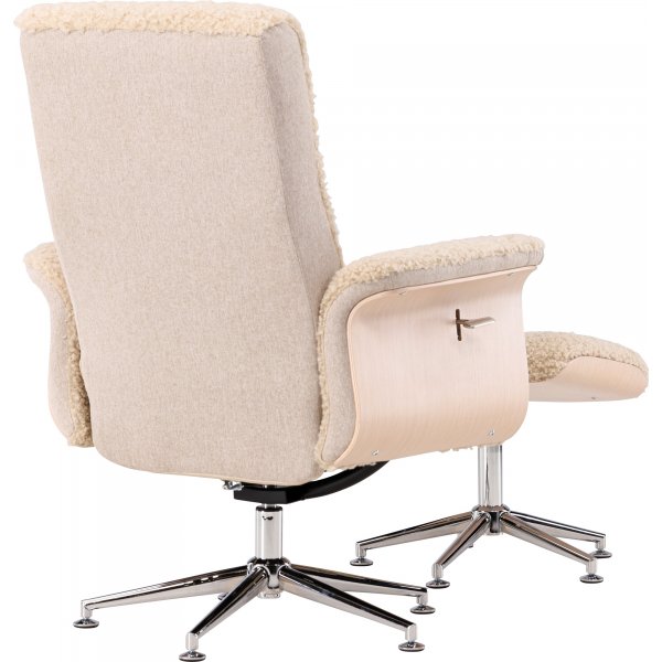Fåtölj med fotpall - Beige / Whitewash Fåtölj med fotpall - Beige / Whitewash