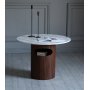 Arto ronde salontafel hoogte 60 cm - Walnoot/Wit marmer