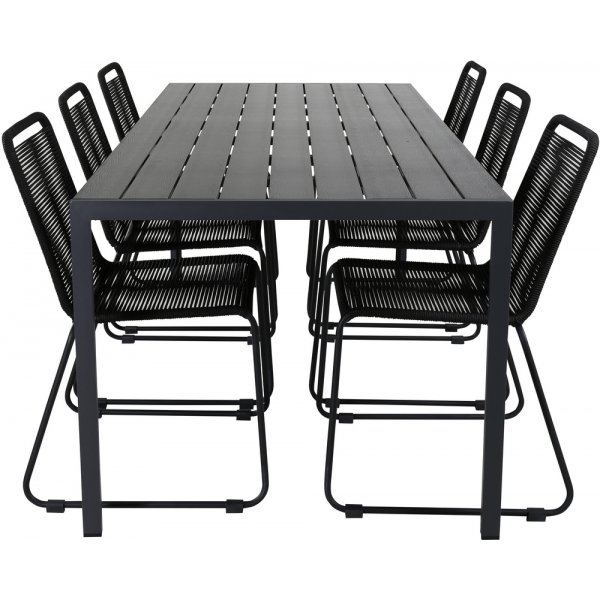 Break utematgrupp med 6 st Lindos stolar - Svart Break utematgrupp med 6 st Lindos stolar - Svart