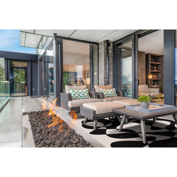 Tapis tiss plat Venus Abstract Blanc/Noir