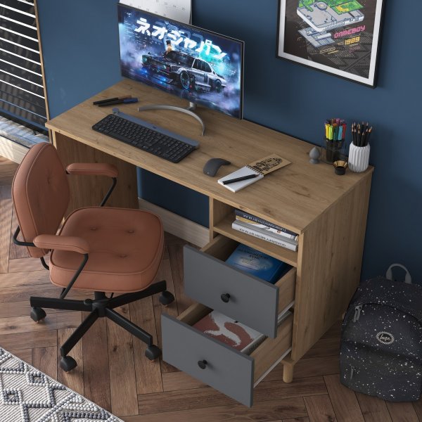 Bureau Hanna 9, 120 x 50 cm - Noyer/anthracite