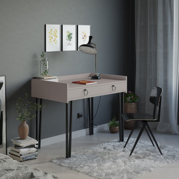 Sponge skrivbord 100x62 cm - Ljus mocka