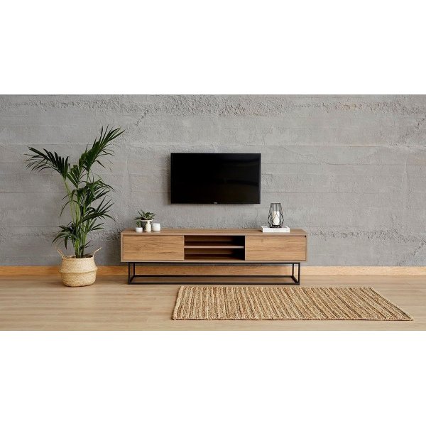 Laxus TV-bänk 180 cm - Valnöt/svart Laxus TV-bänk 180 cm - Valnöt/svart