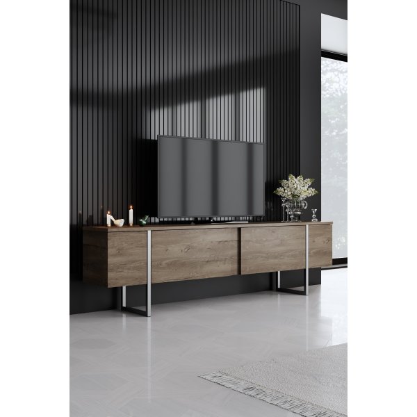 Lux TV-bänk - Valnöt/silver Lux TV-bänk - Valnöt/silver