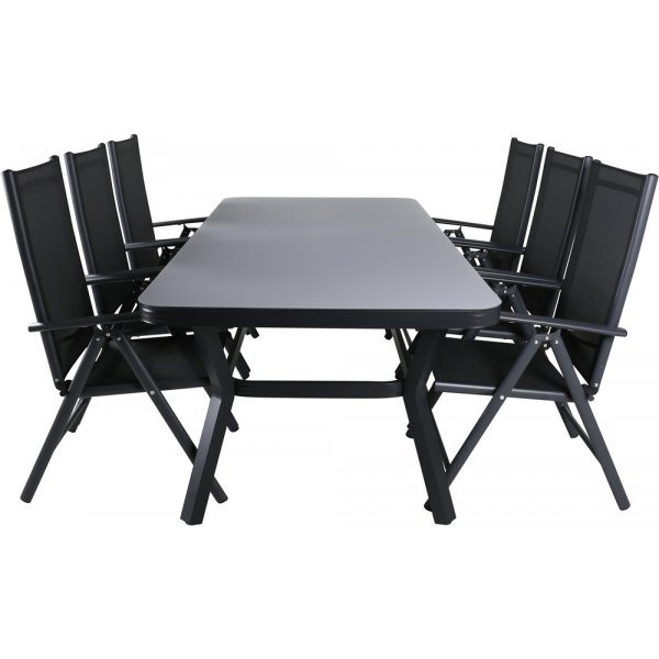 Groupe repas extérieur Virya avec 6 chaises Break - Noir/Gris Groupe repas extérieur Virya avec 6 chaises Break - Noir/Gris