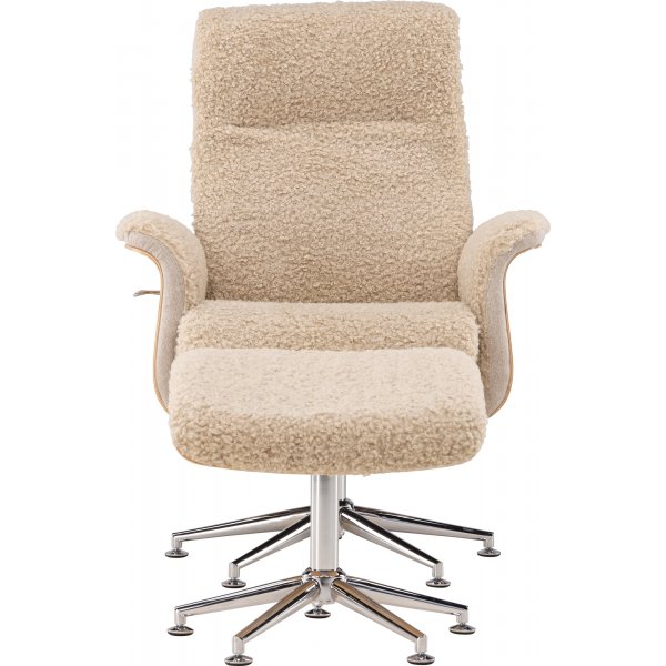 Fauteuil relax avec repose-pieds - Imitation peau de mouton beige/chne huil + Dtachant pour meubles