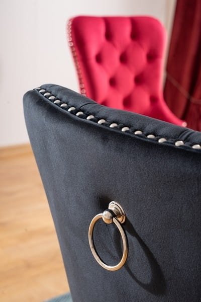 Chaise de salle à manger August - Velours noir Chaise de salle à manger August - Velours noir