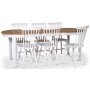 Fr-voedingsgroep; eettafel 160/210x90 cm - Wit/geolied eiken met 6 witte Karl cane stoelen