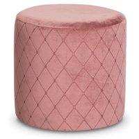 Check cylinderformad sittpuff - Korallrosa Sammet Check cylinderformad sittpuff - Korallrosa Sammet