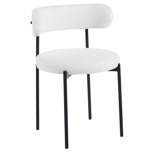 Matgrupp Crossby bord �120cm i svartbetsad ek med 4st Wilma matstol i vitt teddy