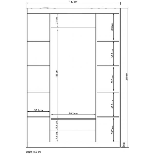 Armoire Bahar 140 x 50 x 210 cm - Blanc Armoire Bahar 140 x 50 x 210 cm - Blanc