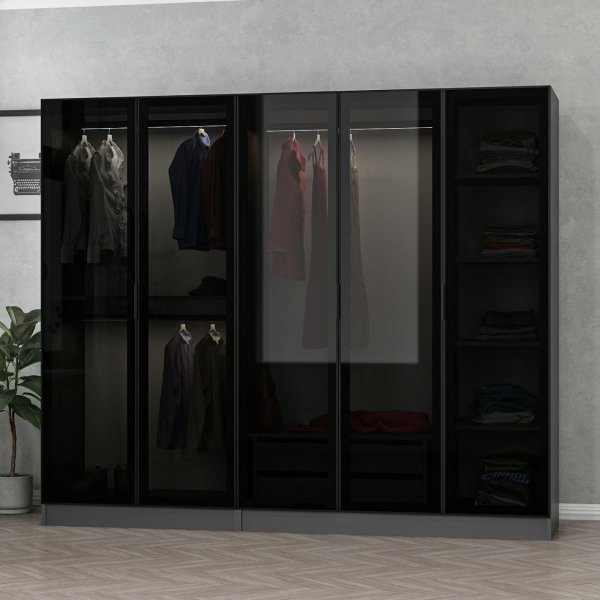 Armoire Cavolo 225x52x190 cm - Anthracite/noir Armoire Cavolo 225x52x190 cm - Anthracite/noir