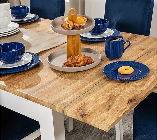 Table à manger Holten 160-210 x 90 cm - Chêne Wotan/blanc Table à manger Holten 160-210 x 90 cm - Chêne Wotan/blanc