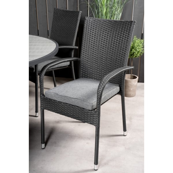 Parma utematgrupp med 6 st Anna stolar - Svart/Grå Parma utematgrupp med 6 st Anna stolar - Svart/Grå