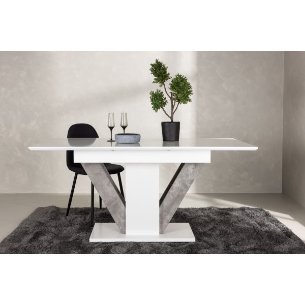 Table à manger Disa 120-160 x 80 cm - Gris/blanc Table à manger Disa 120-160 x 80 cm - Gris/blanc