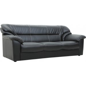 Dominic 3-sits soffa i svart konstlder + Mbelvrdskit fr textilier
