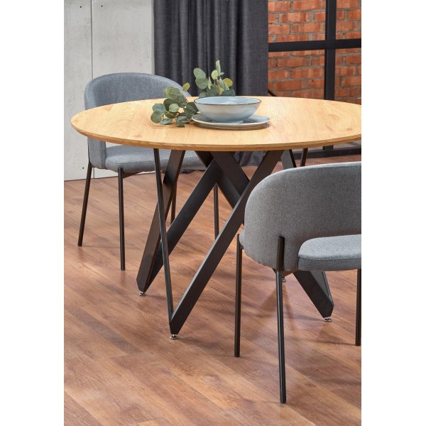 Table à manger ronde Metical 120 cm - Chêne/noir Table à manger ronde Metical 120 cm - Chêne/noir