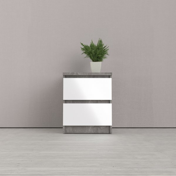 Naia sängbord 2 - Betong/vit Naia sängbord 2 - Betong/vit