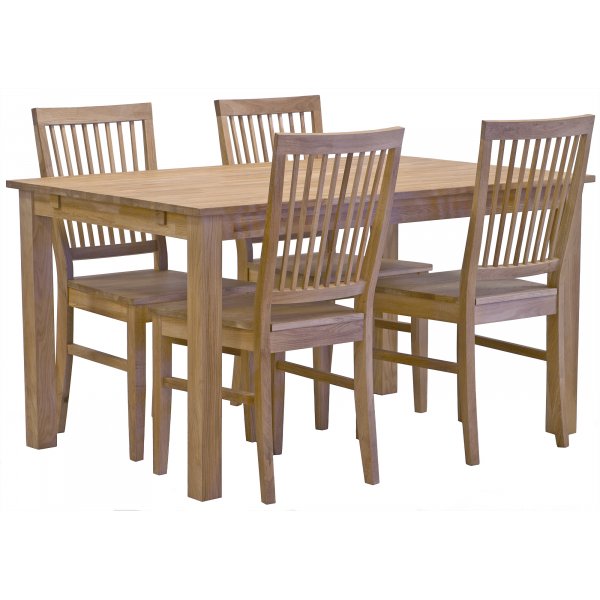 Matgrupp: Ekehof matbord - oljad ek - 140 cm + 4 st Selma stol - oljad ek