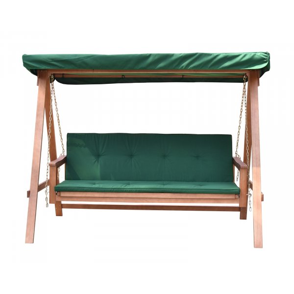 Fällbar hammock i trä med grönt tak Fällbar hammock i trä med grönt tak