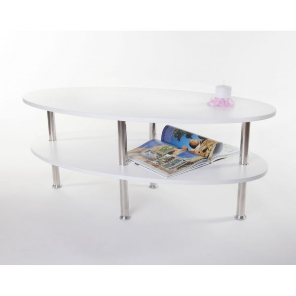 Robin soffbord 120 - Vit / krom