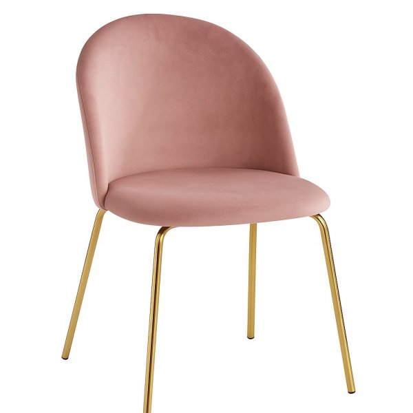 Stol i rosa sammet guldiga ben