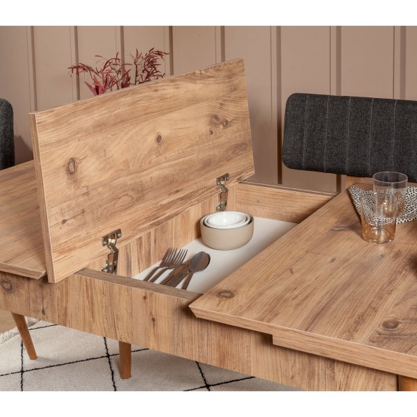 Groupe repas Vina 1053 avec canapé - Pin/anthracite Groupe repas Vina 1053 avec canapé - Pin/anthracite