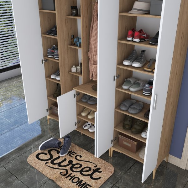 Meuble d\\\'entre Esa 180 x 37,5 x 240 cm Variante B - Noyer/blanc