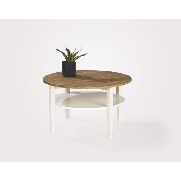 Montana runt soffbord 80 cm - Vit / Ek