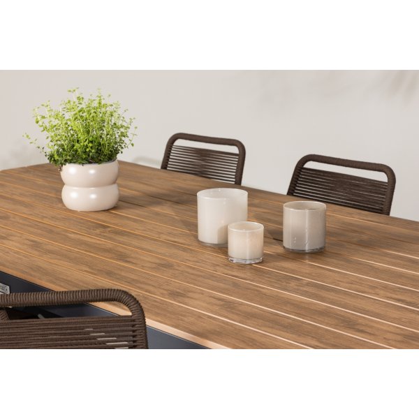 Garcia rektangulr matgrupp med 6 st Lindos stolar - Brun/svart + 4.00 x Mbeltassar