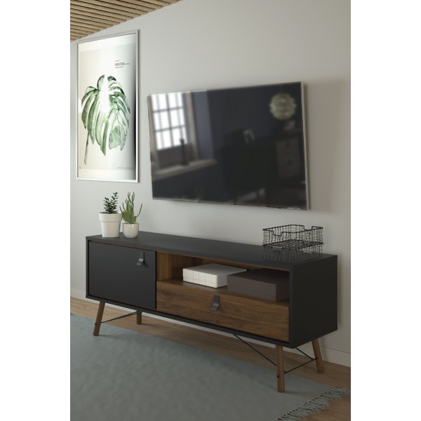 Banc multimédia Ry - Noir/noyer Banc multimédia Ry - Noir/noyer