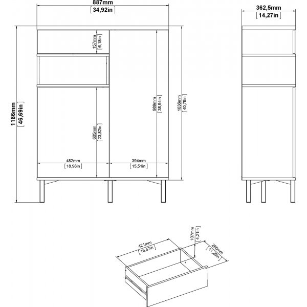 Armoire Roomers - Blanc/chêne Armoire Roomers - Blanc/chêne
