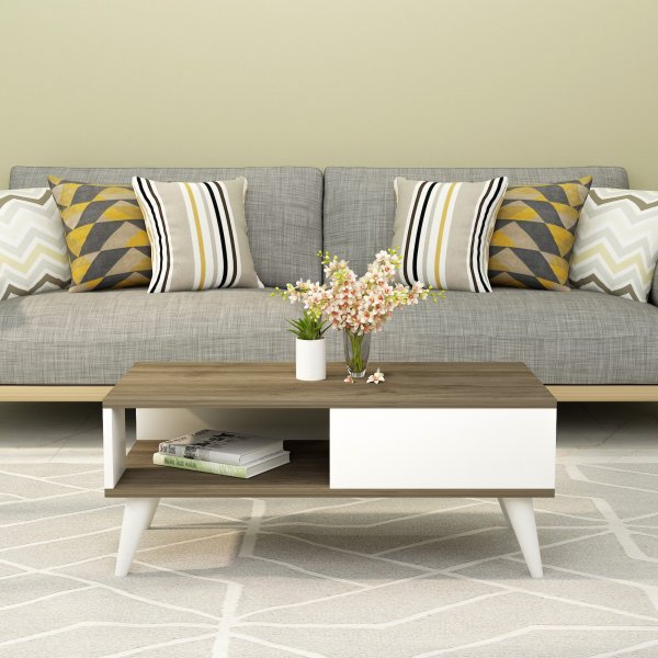 Table basse Saul 90 x 45 cm - Noyer/blanc Table basse Saul 90 x 45 cm - Noyer/blanc