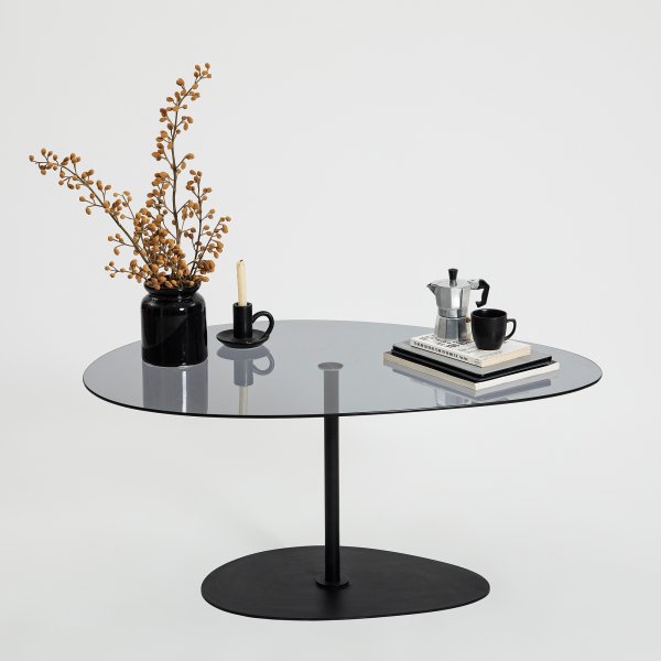 Table basse Porto 90 x 60 cm - Gris fonc/noir