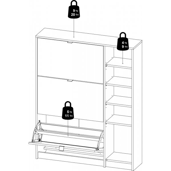 Meuble à chaussures avec porte et 3 compartiments - Chêne/blanc Meuble à chaussures avec porte et 3 compartiments - Chêne/blanc