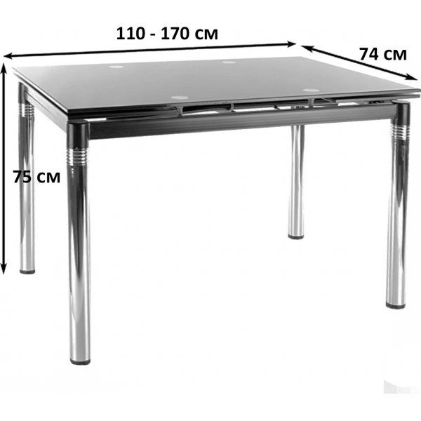 Cameron 110-170 cm matbord - Gr/krom